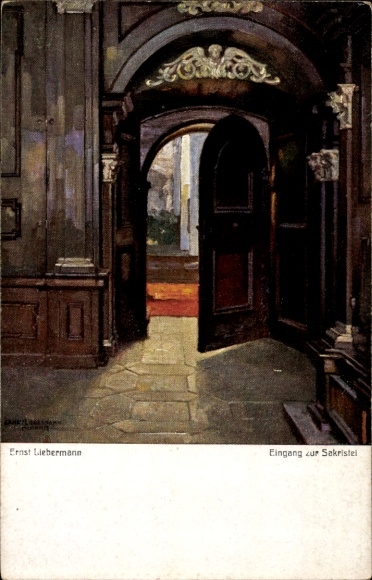 Artist Postcard Liebermann, Ernst, Entrance to the sacristy
