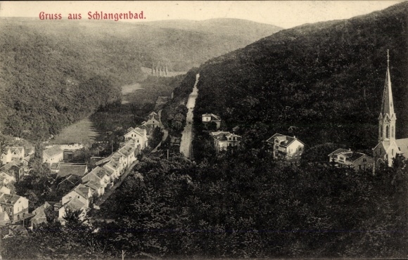 Postcard Schlangenbad in the Taunus Hessen, panoramic view