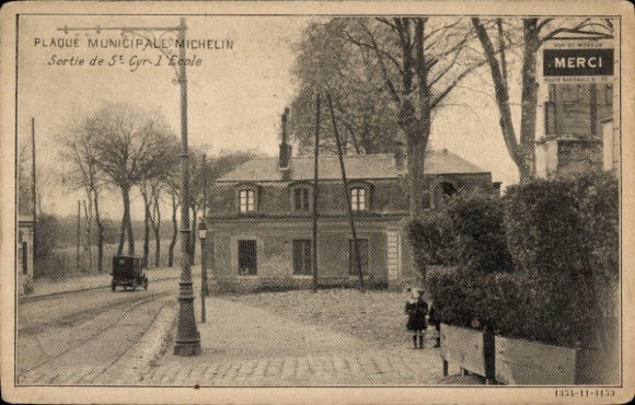 Postcard Saint Cyr l'Ecole Yvelines, Michelin sign at the exit of the town