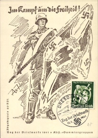 Künstler Ak Axster Heudtlaß, Im Kampf um die Freiheit, Tag der Briefmarke 1941, KdF