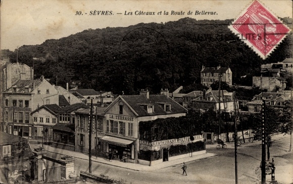 Postcard Sèvres Hauts de Seine, Sévres, Les Côteaux, Route de Bellevue, Restaurant La Terrasse