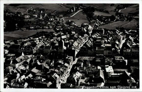 Postcard Deggendorf in the Bavarian Forest Lower Bavaria, aerial photograph