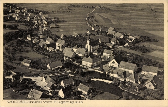 Postcard Wolterdingen in Baden Donaueschingen Black Forest, aerial photograph
