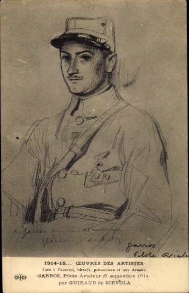 Artist CPA Scevola, G. de, Pilote Aviateur Garros