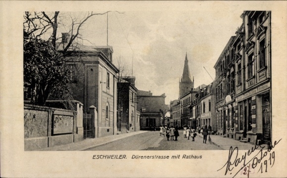 Postcard Eschweiler North Rhine Westphalia, Dürener Straße, Town Hall