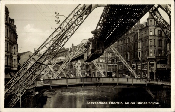 Postcard Elberfeld Wuppertal, suspension railway, Icelandic Bridge