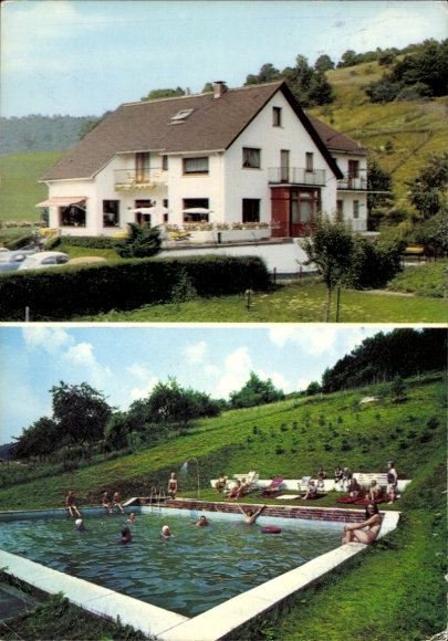 Ak Frammersbach im Spessart Unterfranken, Haus Sonneck, Schwimmbad