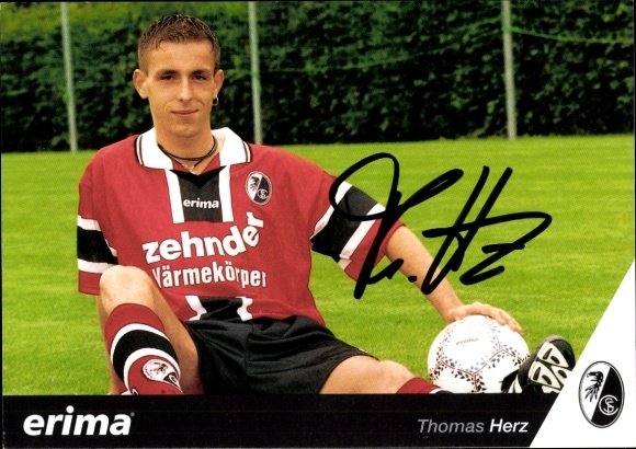 Autogrammkarte Fußballer Thomas Herz, SC Freiburg, Autogramm