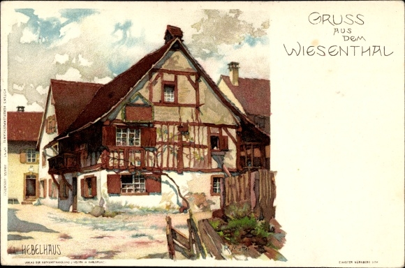 Artist Chromo-Litho mother, K., Hausen im Wiesental, view of the lever house