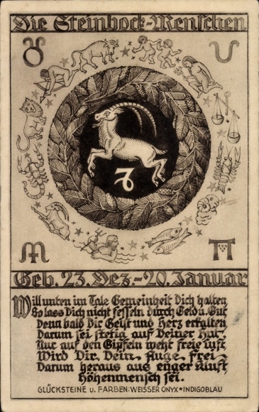 Ak sterrenbeeld Steenbok, Capricornus, 22 december tot 20 januari