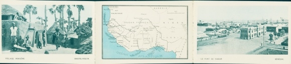 Vouwkaart Haute Volta Ivoorkust, Village Indigène, Dakar Senegal, Port, Map