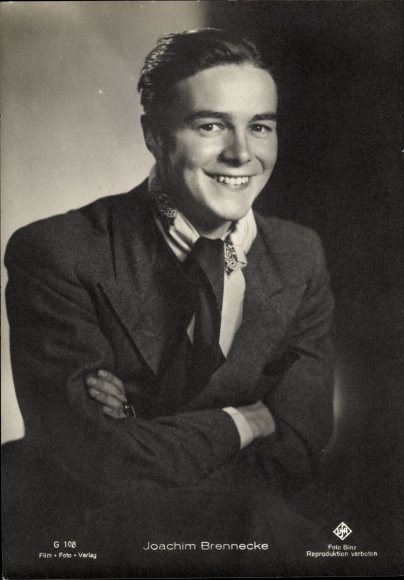 Postcard actor Joachim Brennecke, portrait, suit, Ufa Film
