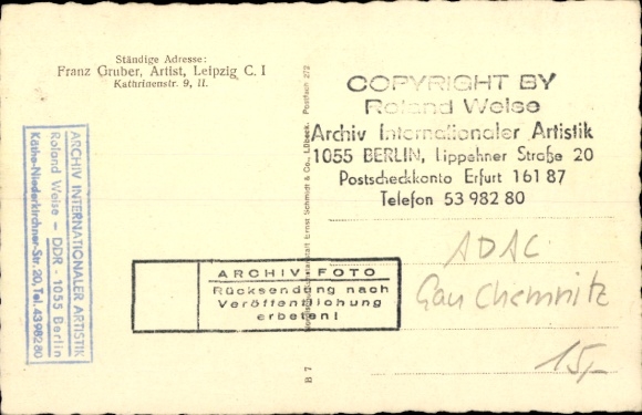 Postcard Original Samson, Master of Modern Power, Franz Gruber, Automobile, Honorary Diploma ADAC