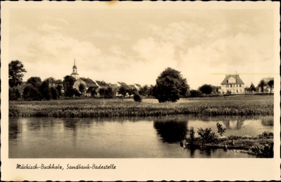 Postcard Märkisch Buchholz in Brandenburg, sandbank bathing area
