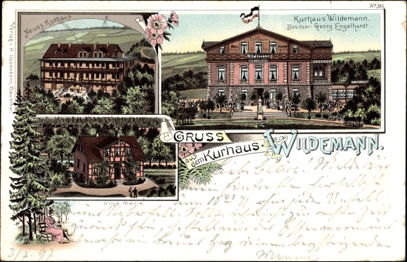 Chromo-Litho Wildemann Clausthal Zellerfeld in the Upper Harz, Kurhaus, Villa Marie