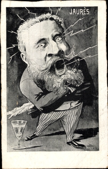 Artysta KP Francuski polityk Jean Jaures, portret, karykatura