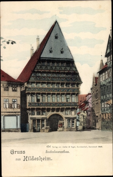 Postcard Hildesheim in Lower Saxony, butcher&#39;s office