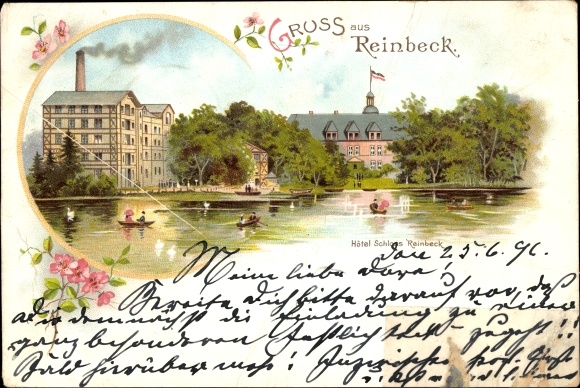 Chromo-Litho Reinbek in Schleswig Holstein, view of Hotel Schloss Reinbek