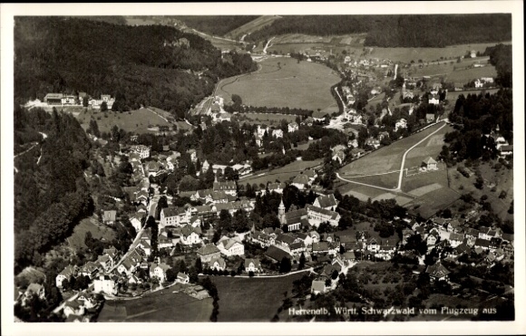 Postcard Bad Herrenalb Black Forest, aerial photograph of the town