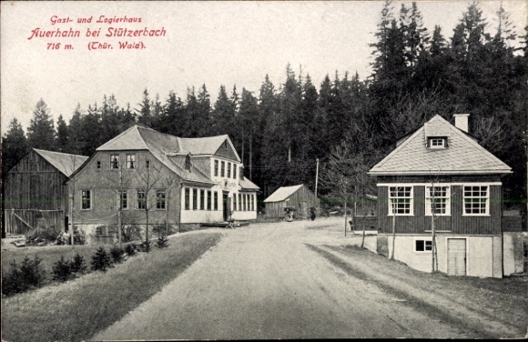 Postcard Stützerbach Ilmenau Thuringian Forest, guest and lodging house Auerhahn, 716 m, in the forest, beautiful landscape