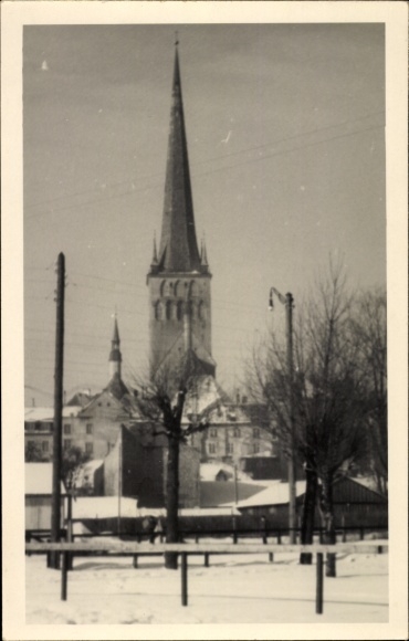 Photo Tallinn Reval Estonia, church, winter view February 1944