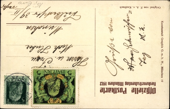 Artist PC Kaulbach, Friedrich August, Munich, Dog Rose Day May 1912, small child, rain of money
