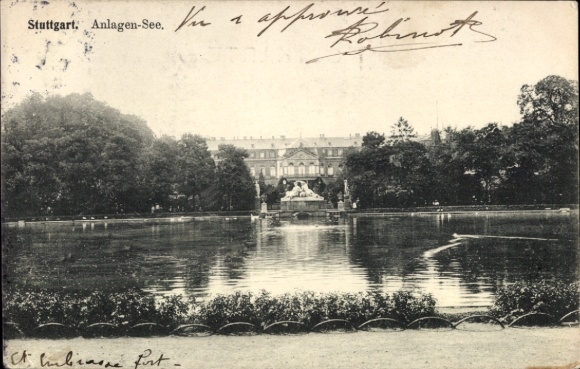 Postcard Stuttgart in Württemberg, Anlagen-See