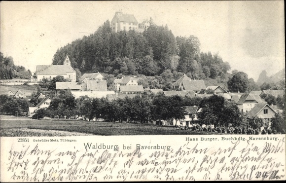 Postcard Waldburg in Württemberg, view of the town, castle