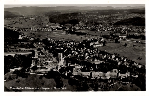 Ak Rötteln Haagen Lörrach in Baden, Burg-Ruine  Landschaftsaufnahme,  Architektur