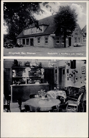 Postcard Ringstedt Geestland Lower Saxony, restaurant and department store Joh. Döscher