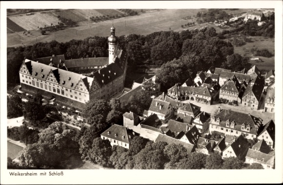 PC Weikersheim in Tauberfranken Württemberg, partial view with castle, aerial photo