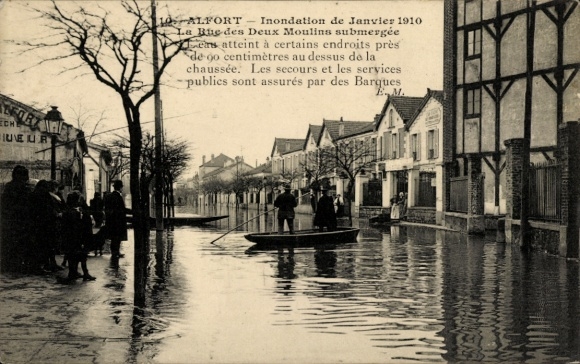 PC Maisons Alfort Val de Marne, Inondation de Janvier 1910, Rue des Deux Moulins