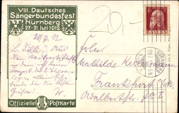 Artist PC Durst, J., Nuremberg in Middle Franconia, 8th German Singers&#39; Festival 1912