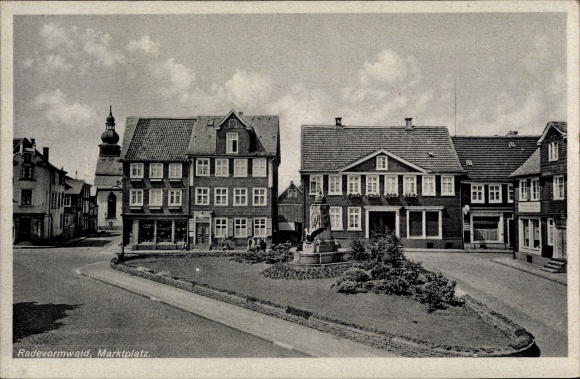 Postcard Radevormwald Bergisches Land, market square, monument