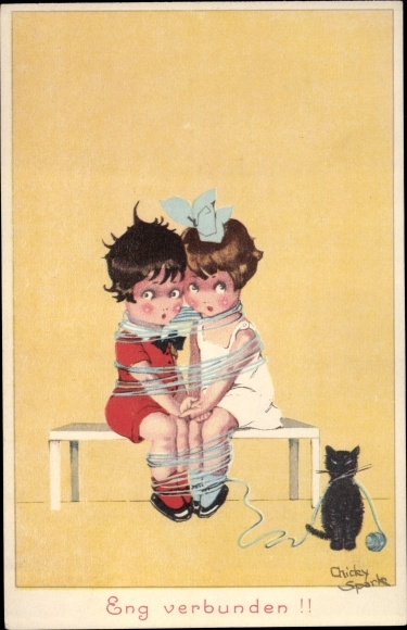 Artist Postcard Spark, C., Closely Connected, Mischievous Cat
