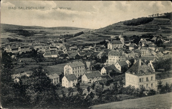 Postcard Bad Salzschlirf in Hesse, panorama from the west