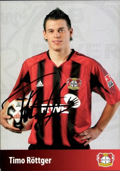 Autogrammkarte Fußballer Timo Röttger, Bayer 04 Leverkusen, Autogramm