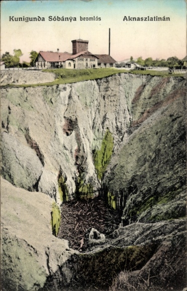 Postcard Solotvyno Slatinske Doly Ukraine, collapse of the Kunigunda salt mine