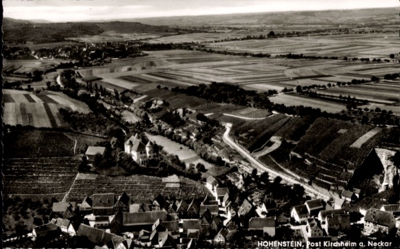 Postcard Hohenstein in the district of Reutlingen Württemberg, aerial photograph