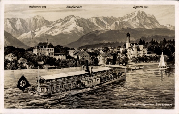 Postcard Am Starnberger See, steamer, Seeshaupt