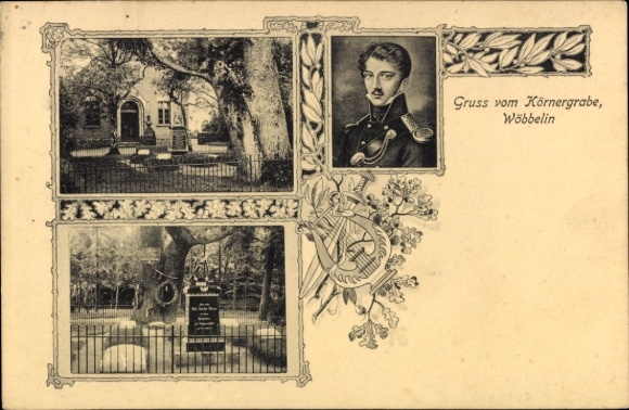 Postcard Wöbbelin in Mecklenburg, grain grave