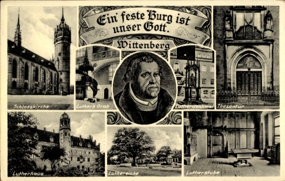 PC Lutherstadt Wittenberg, front shows Luther, Castle Church, Luther House, Luther Room, Thes