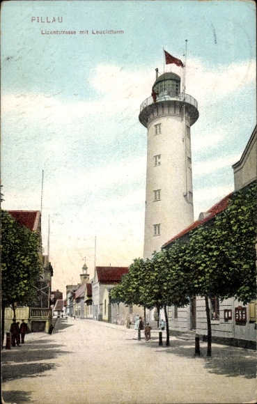 Postcard Baltijsk Pillau Kaliningrad East Prussia, Lizenstraße, lighthouse