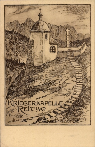Artist Postcard Reit im Winkl Upper Bavaria, Warrior Chapel