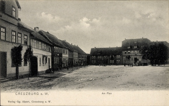 Postcard Creuzburg an der Werra, city view of houses, square, sky