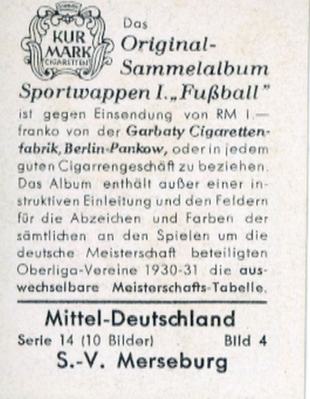 Collector's picture sports crest, football, Central Germany, SV Merseburg, picture no. 4
