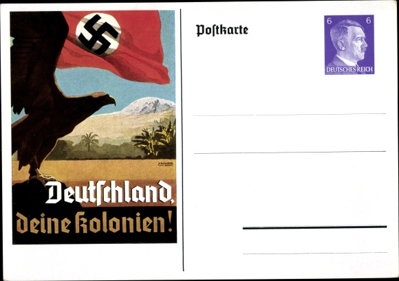 KP pocztowa Niemcy, wasze kolonie, orzeł, Stowarzyszenie Kolonialne Rzeszy Drezno 1938