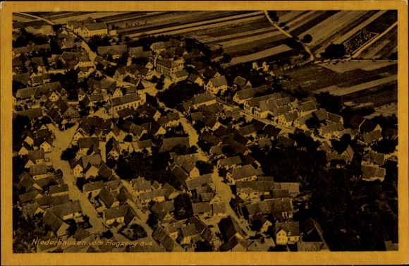 Postcard Niederhausen am Rhein Rheinhausen im Breisgau, aerial photograph