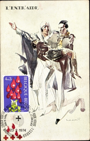 Artist PC L&#39;Entraide, Nurse, Wounded Man, Belgian Red Cross