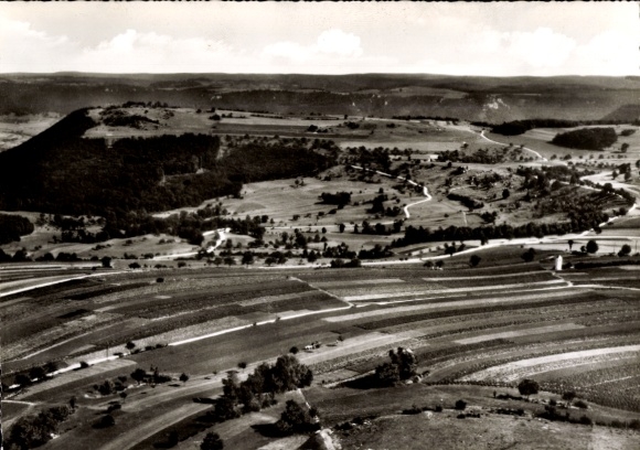 Postcard Ochsenwang Bissingen an der Teck, Randecker Maar, landscape photo, crater ruins, Kesselarti